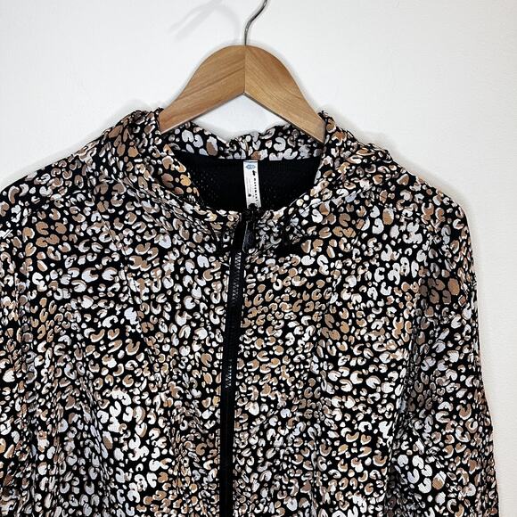 Free People Movement Light Jacket Women Small Leopard Animal Print Hooded Zip Up - Picture 7 of 16